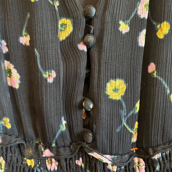 The Kooples Paris Bleu J’Espere Blue Floral Long Sleeve Ruffle Mini Dress Size 2 - Picture 15 of 15